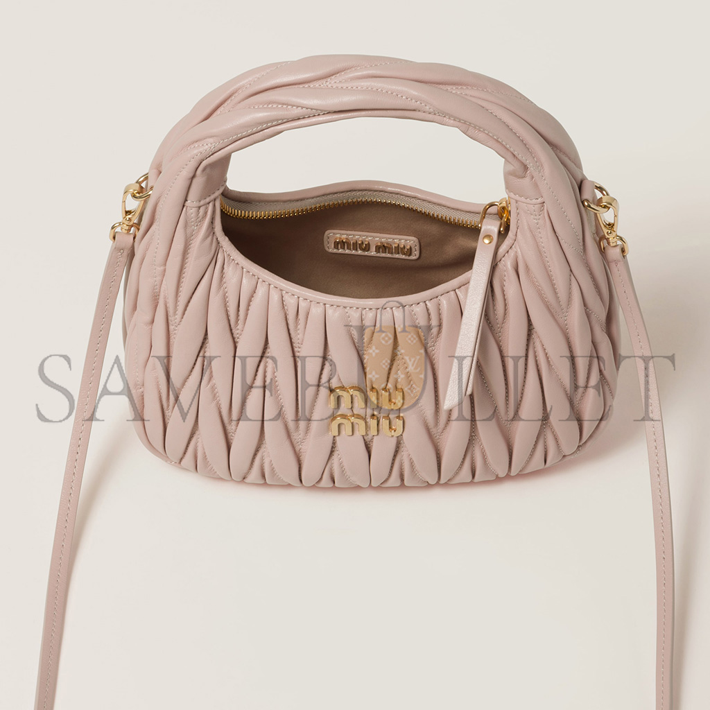 MIU MIU WANDER MATELASSÉ NAPPA LEATHER HOBO BAG 5BC125 (20*17*6cm)